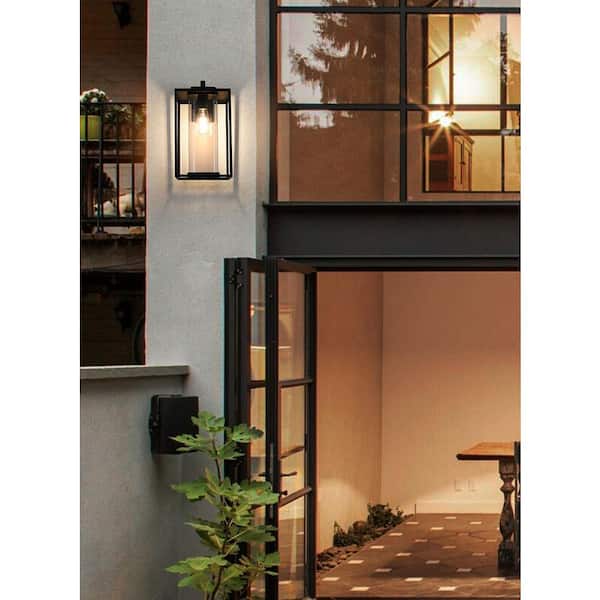 18.5 in. Black Outdoor Hardwired Wall Sconce with No Bulbs Included
