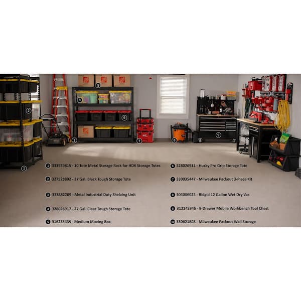 Husky 52 in. W x 25 in. D Standard Duty 9-Drawer Mobile Workbench