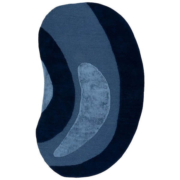 Novelty 5 ft. x 8 ft. Specialty Blue Abstract Curved Area Rug