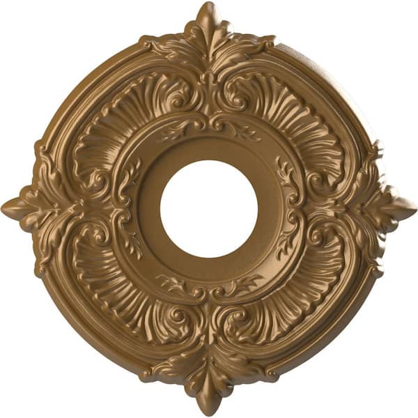 Ekena Millwork 13" O.D. x 3-1/2" I.D. x 3/4" P Attica Thermoformed PVC Ceiling Medallion (Fits Canopies up to 5") in Metallic Gold Rush