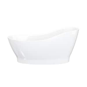 59 in. x 28 in. Soaking Bathtub with Reversible Drain in Glossy White