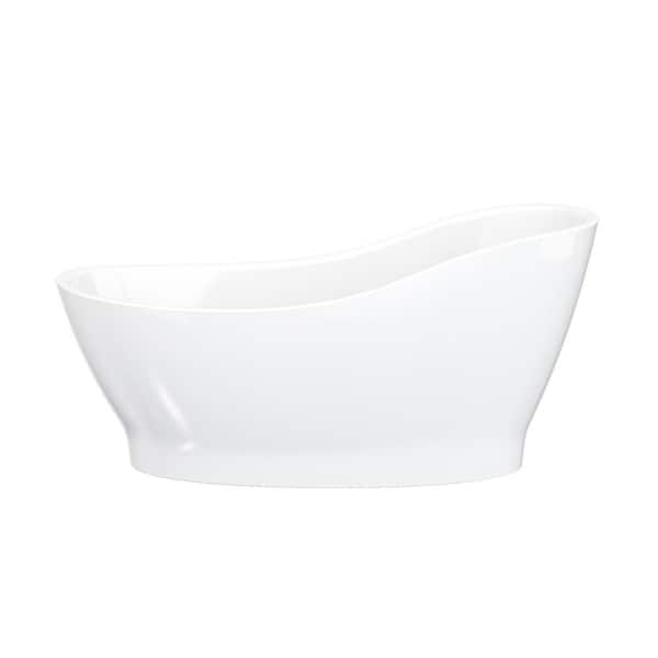 59 in. x 28 in. Soaking Bathtub with Reversible Drain in Glossy White