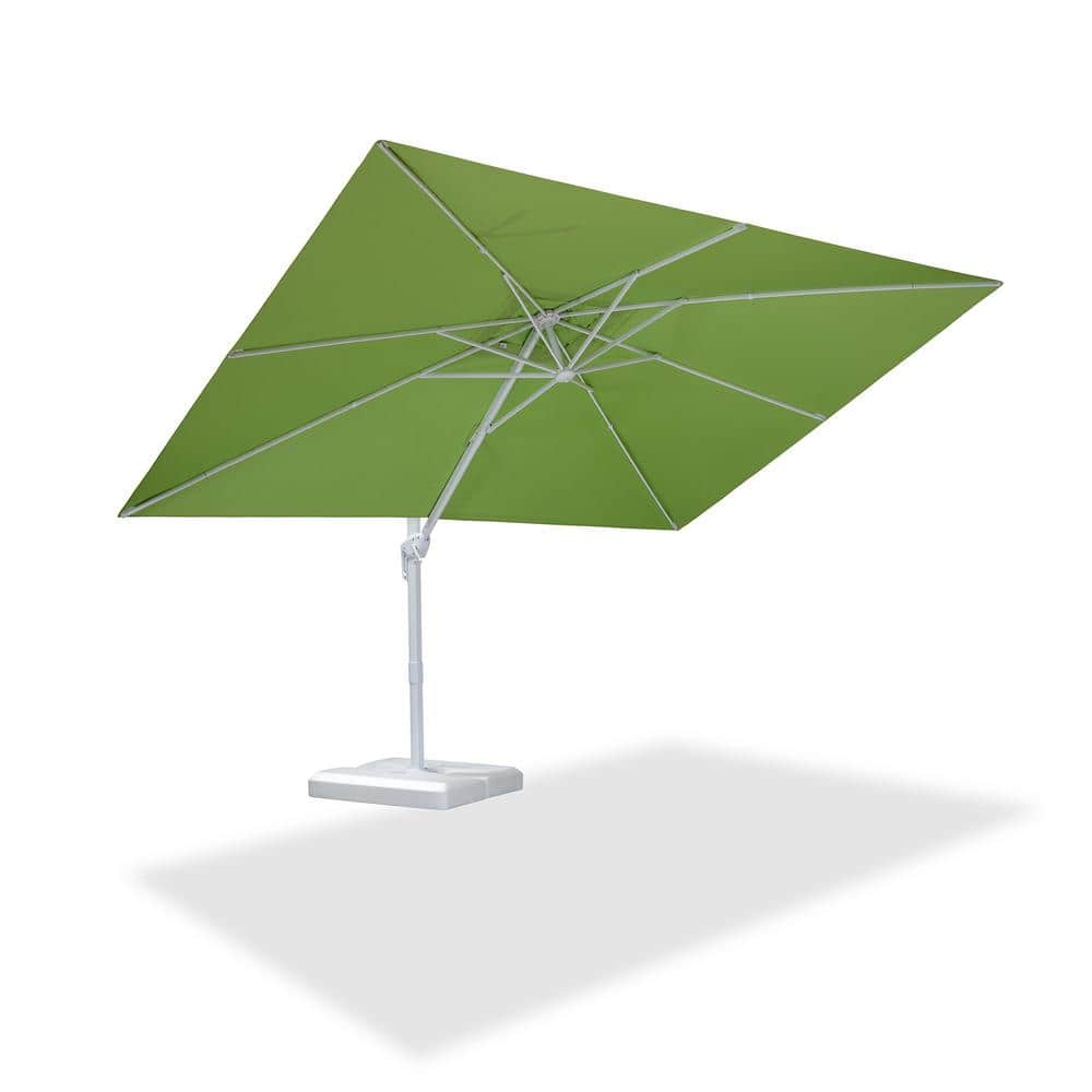 9 ft. x 11 ft. Outdoor Cantilever Patio Umbrella White Aluminum Offset 360° Rotation Umbrella with Base, Green price history on PriceWatchPro