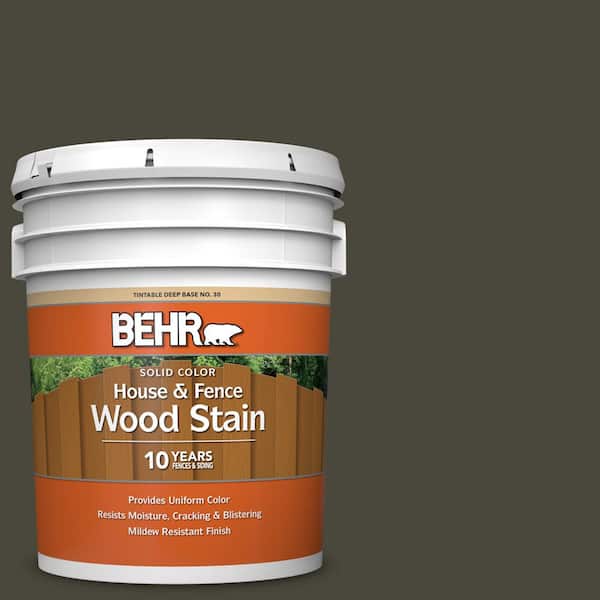 BEHR 5 gal. #T16-01 Black Pearl Solid Color House and Fence Exterior Wood Stain