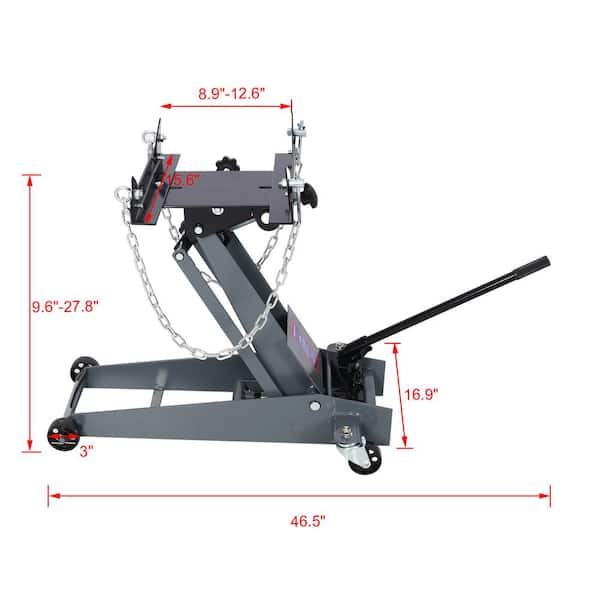 1/2-Ton Transmission Jack in Black with Maximum Lift Height 27.8 in.
