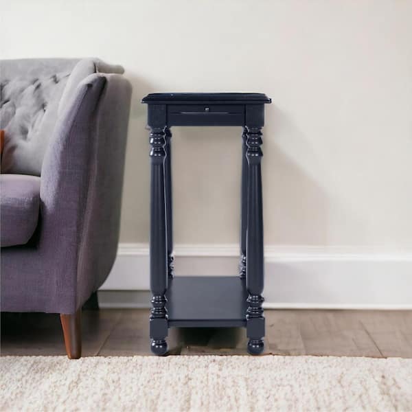 HomeRoots 12 in. Black Rectangle MDF End Table