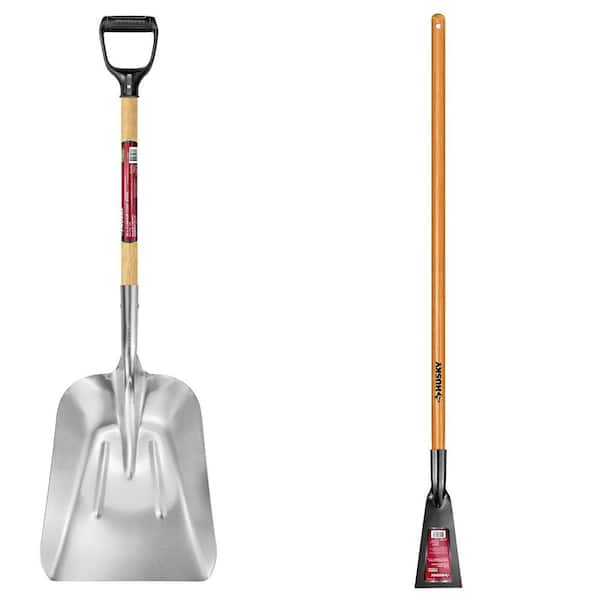 51 in. Carbon Steel Blade Ice Scraper and 28 in. D-Grip Wood Handle Aluminum Scoop Shovel