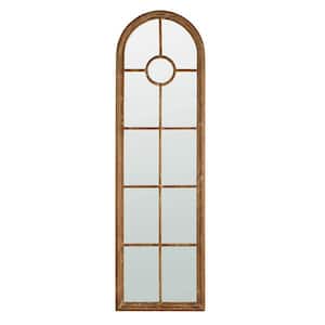 24 in. W x 79 in. H Half-Round Elongated Mirror Decorative Window Classic Architecture Style Solid Fir Wood