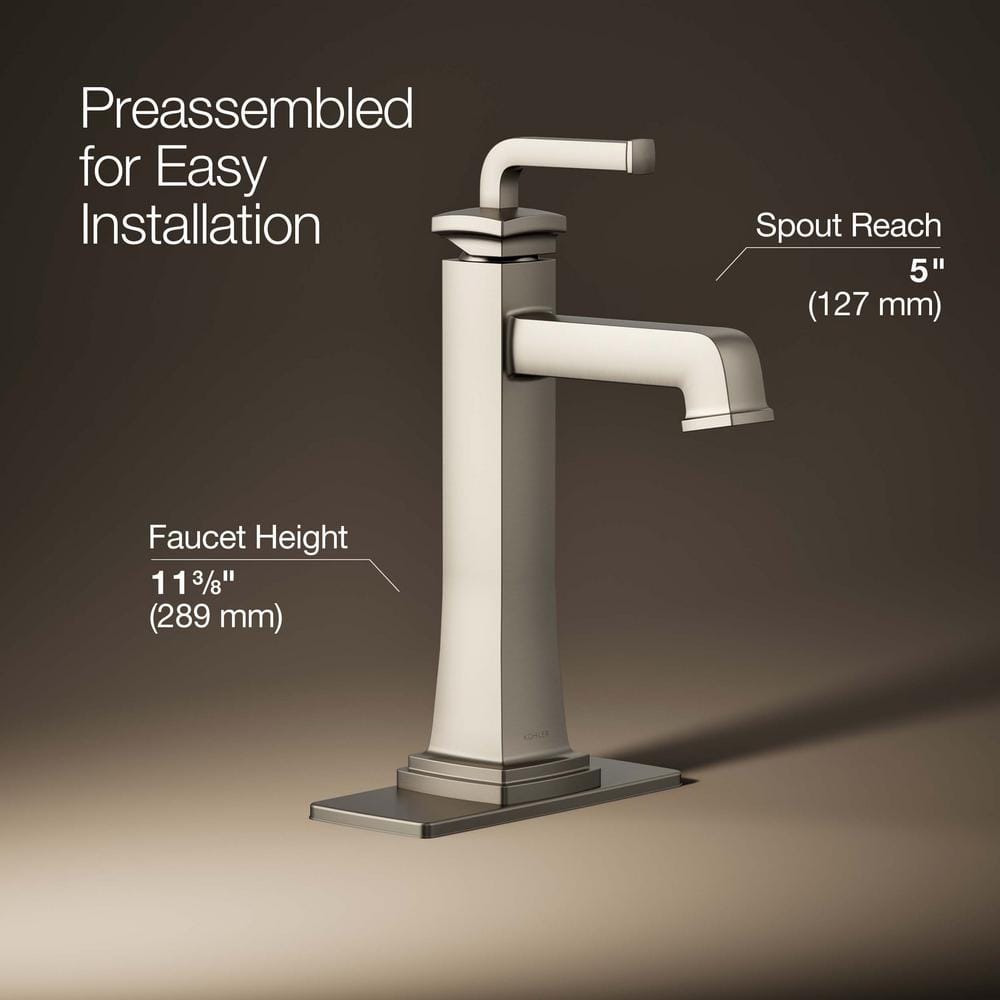 Elegant Riff Tall Single-Handle 11.38" Bathroom Faucet in Vibrant Brushed Nickel