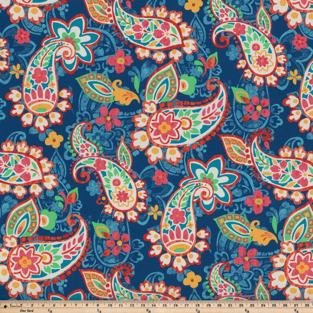 Oversized Blue Paisley Rectangular Outdoor Throw Pillows, Set of 2