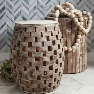 Elyse Round Wood Outdoor Garden Stool