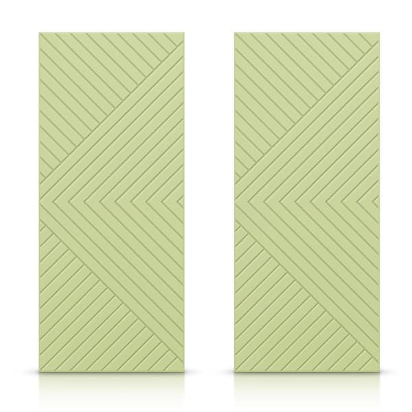CALHOME 84 in. x 96 in. Hollow Core Sage Green Stained Composite MDF Interior Double Closet Sliding Doors