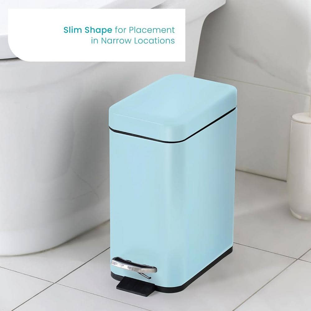 Light Blue Stainless Steel 1.3 Gallon Step Pedal Trash Can