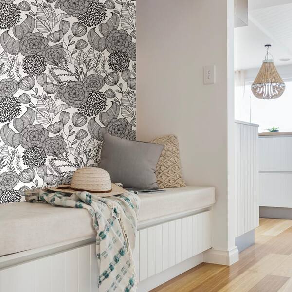NuWallpaper Black Secret Garden Peel & Stick Wallpaper