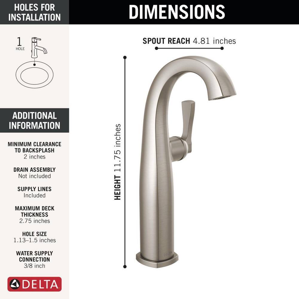 Brushed Nickel Single Handle Vessel Bathroom Faucet