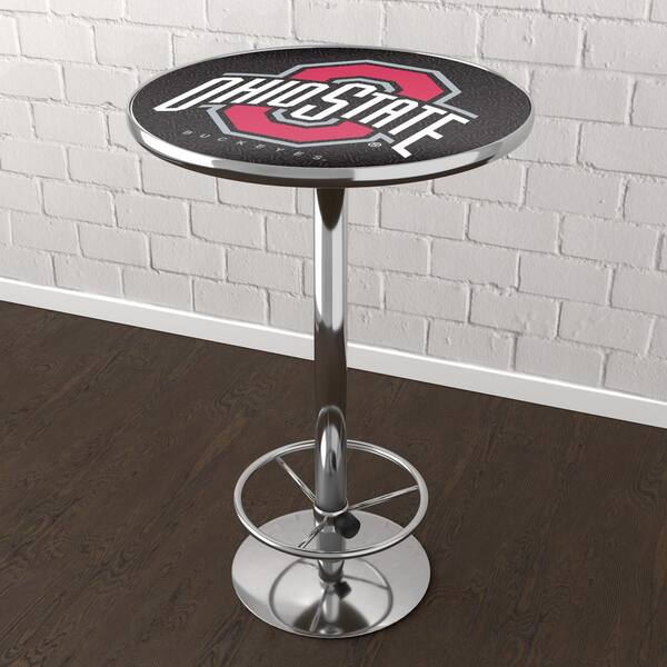 Unbranded Ohio State University Black 3-Piece Round Acrylic Top Chrome Bar Table Set Seats 2