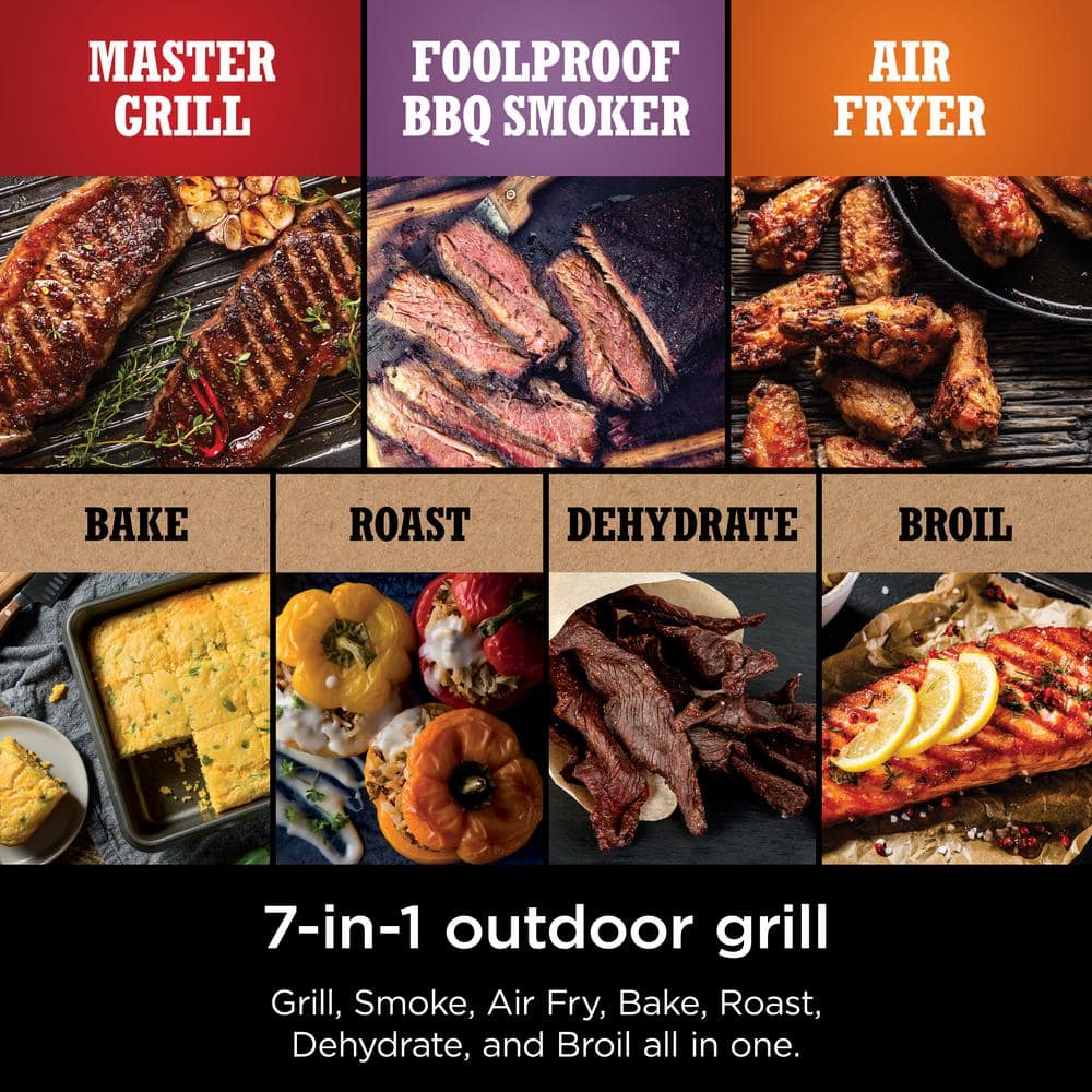 Ninja Woodfire 7-in-1 Gray Charcoal Outdoor Grill & Smoker