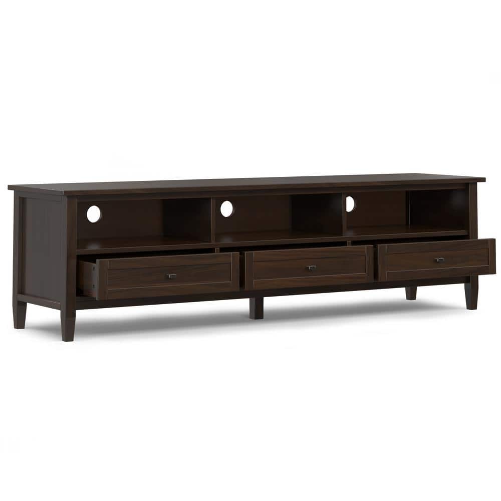 Tobacco Brown Solid Wood 72" TV Media Stand with Cabinet