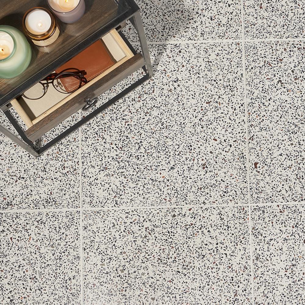 Tarboro 16" Beige Polished Terrazzo Floor and Wall Tile