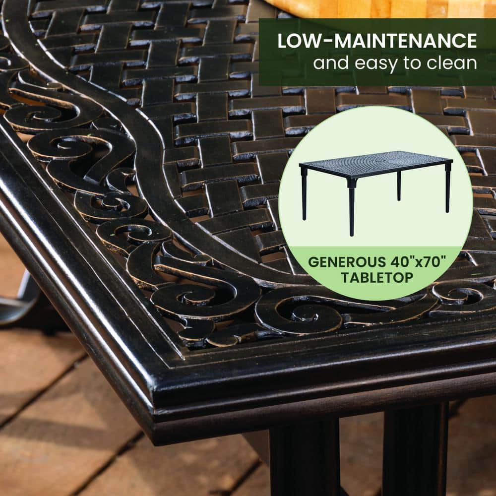 Brigantine 7-Piece Tan Aluminum Patio Dining Set with Swivel Chairs