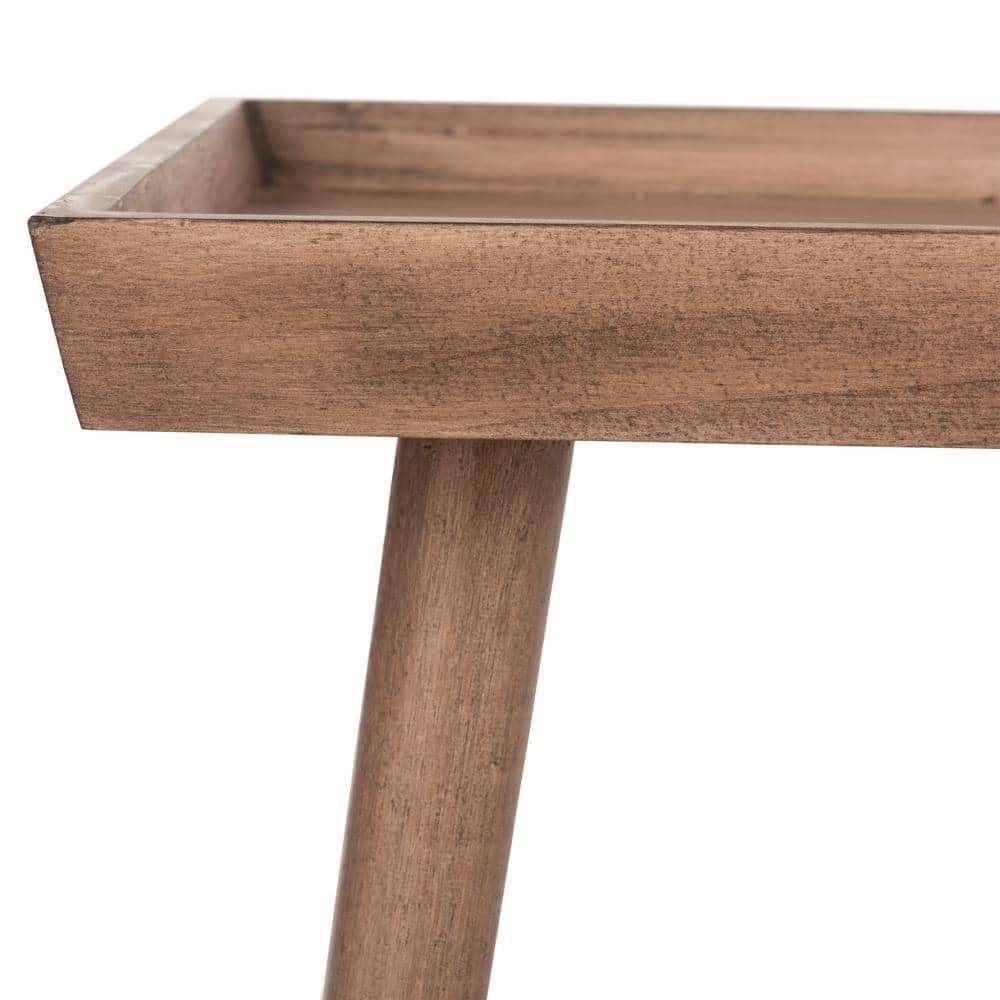 Transitional Desert Brown Pine Wood Rectangular Coffee Table with Tray