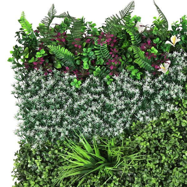 40 in. x 40 in. Large Artificial Bougainvillea Boxwood Grass Leaf Greenery Wall Panel Hedge Mat Backdrop Privacy Screen