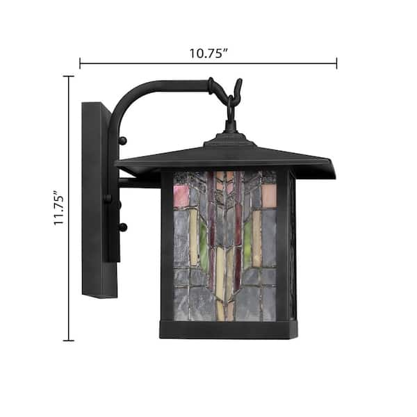 Roman 1-Light Oil Rubbed Bronze Outdoor Stained Glass Wall Lantern Sconce