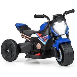 8 in. 2-in-1 Kids Electric Motorcycle w/Detachable Training Wheels Headlight and Horn Blue