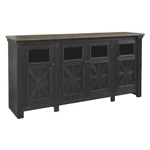 74.13 in. Brown and Black Wood TV Stand Fits TVs up to 40 in. with Four Cross Buck Doors Storage