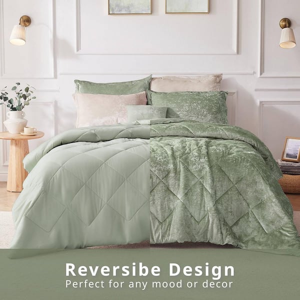 Isabel 4-Piece Green Microfiber Full/Queen Duvet Cover Set