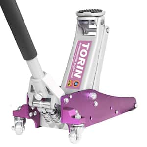 Aluminum and Steel Racing Floor Jack: Quick 6-Pump Lift, 1.5-Ton (3,000 lbs.) Capacity, Pink