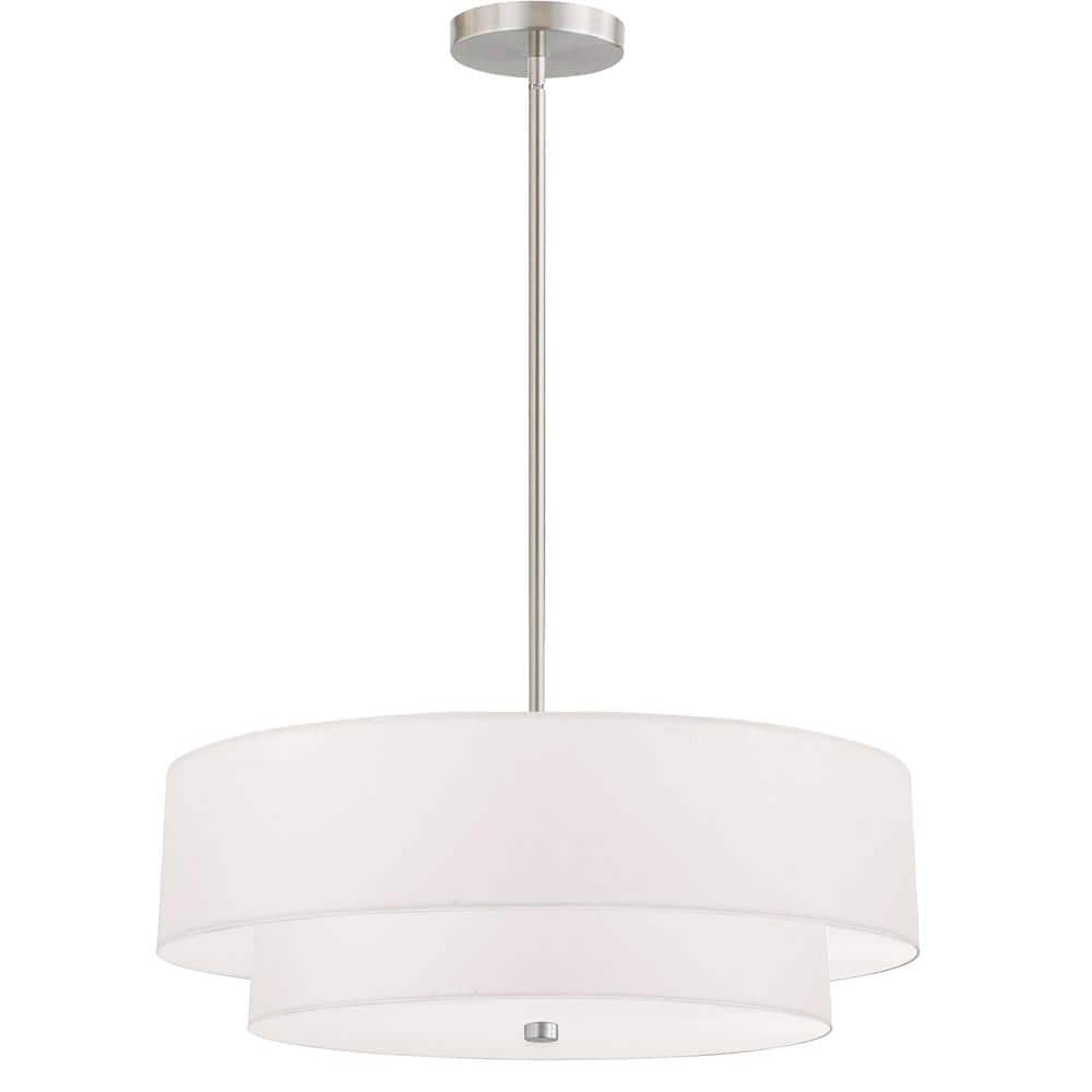 Everly Transitional 20" Black Drum Pendant with White Shade