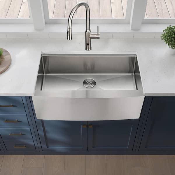 33 in. L x 22 in. W Farmhouse Apron Front Single Bowl 16 Gauge Stainless Steel Kitchen Sink in Brushed Nickel