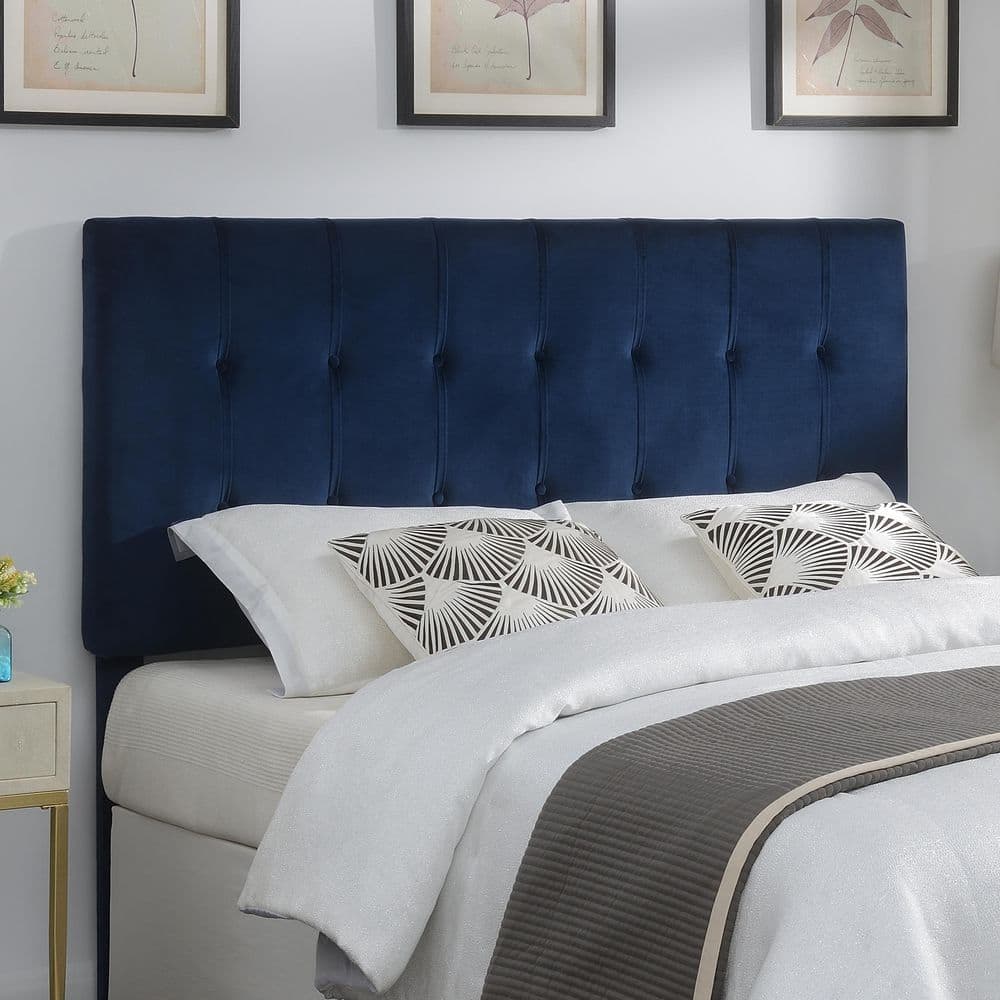 Regina Navy Blue Velvet Upholstered Full/Queen Headboard