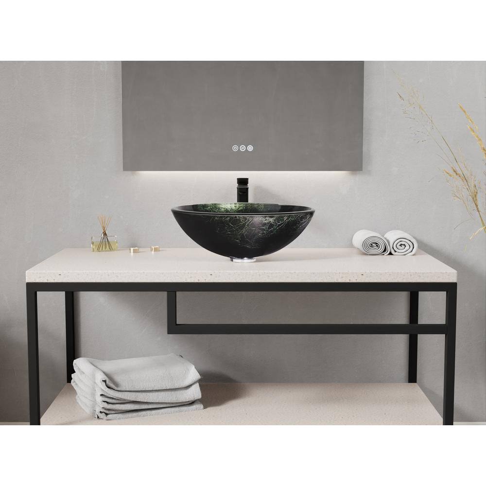 Stellar Black Glass Circular Above-Counter Bathroom Sink
