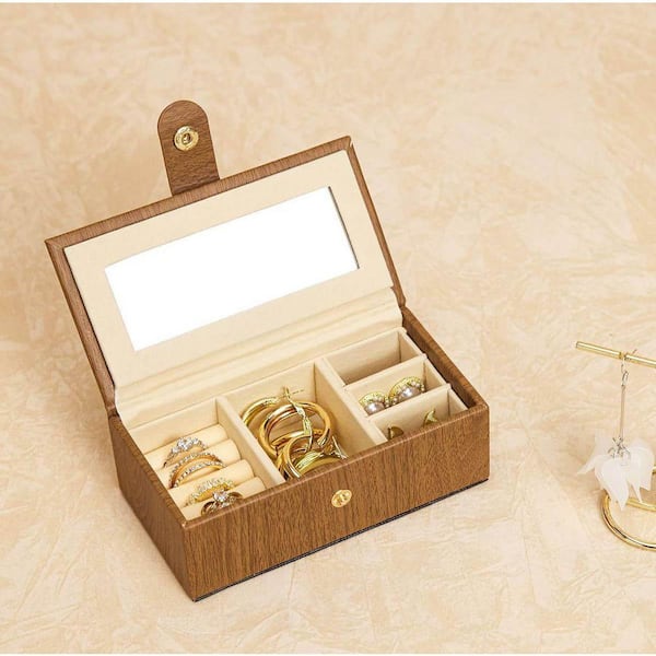 JEWEL BOX 1 & 2 セット 2 IN 1 Jewelry Box, with Small Travel Case, Brown YA102 - The Home