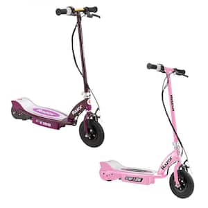 Electric Rechargeable Motorized Ride On Kids Scooters, 1 Pink and 1 Purple