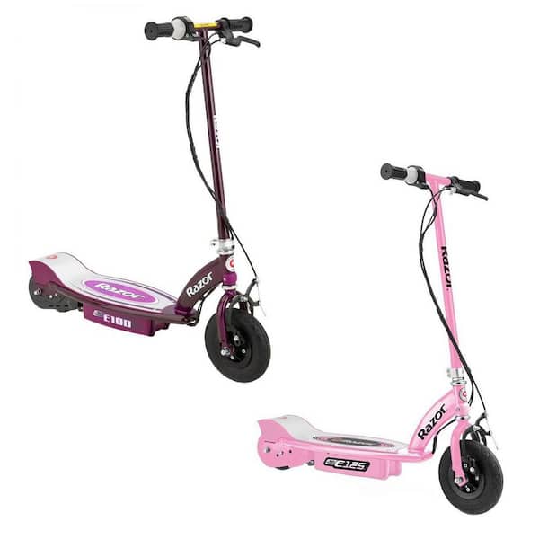 Razor Electric Rechargeable Motorized Ride On Kids Scooters, 1 Pink and 1 Purple
