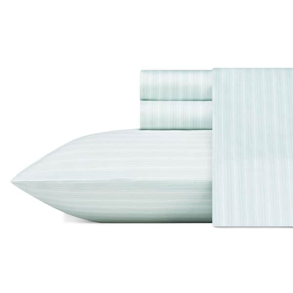 Laura Ashley Lottie 4-Piece Blue Striped Cotton Queen Sheet Set