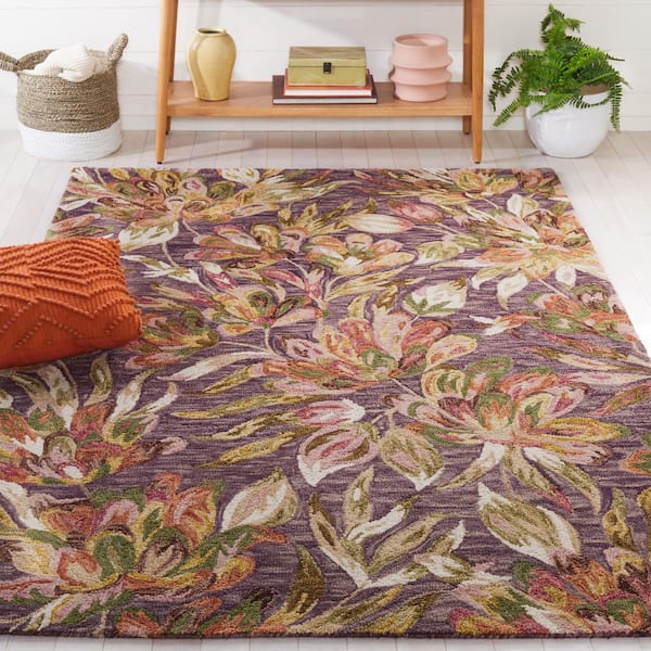 Blossom 8 ft. x 10 ft. Purple/Sage Oversized Floral Area Rug