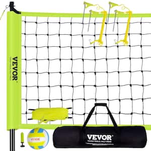 Outdoor Portable Volleyball Net System with Adjustable Height 1.25 in. Dia Steel Poles Professional Volleyball Set