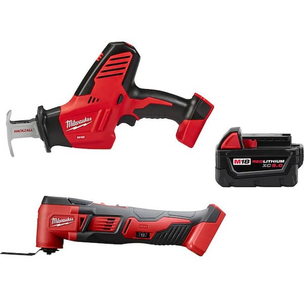 Milwaukee M18 18V Lithium-Ion Cordless HACKZALL Reciprocating Saw with Multi-Tool and 5.0 Ah Battery