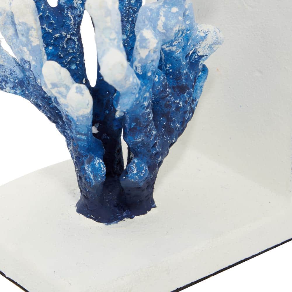Blue and White Iron Coral Novelty Bookends, Set of 2
