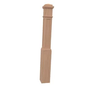 Stair Parts 4093 55 in. x 6-1/4 in. Unfinished Red Oak Flat Panel Box Newel Post for Stair Remodel