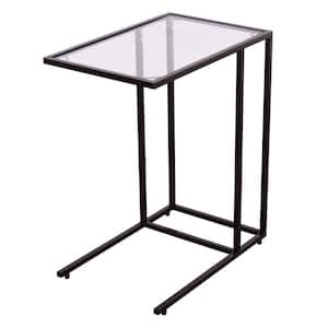 22 in. W Brown Coffee 25.5 Height Rectangle Glass End Table 2-Pieces