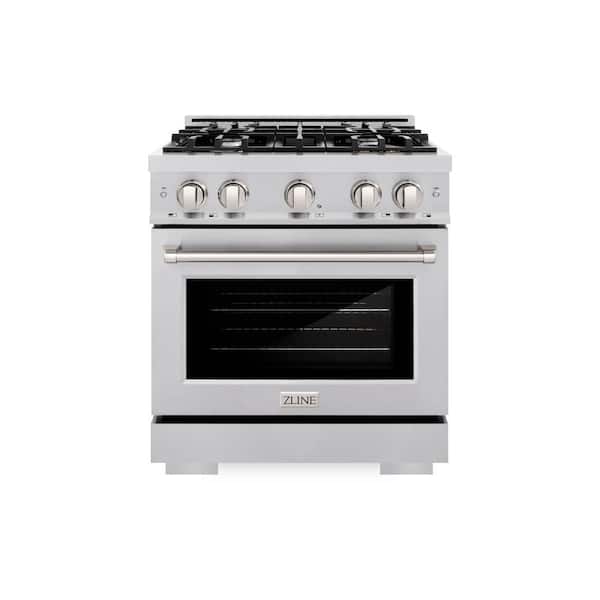 Select 30 in. 4-Burner Gas Range with Gas Convection Oven in Stainless Steel