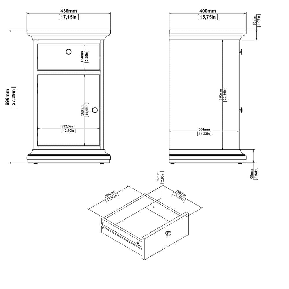 Sonoma Contemporary White Nightstand with Bronze Knobs