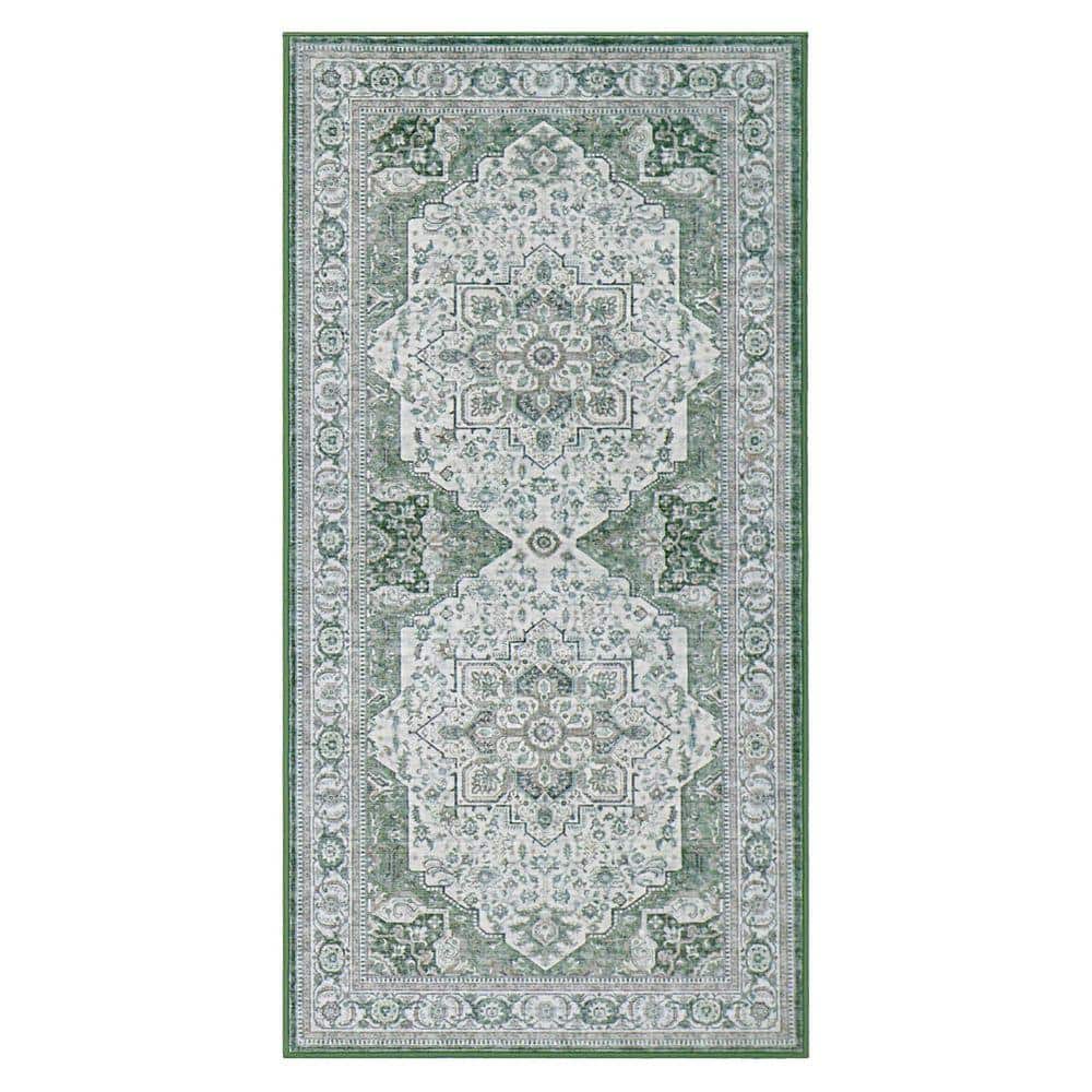 Wyatt & Ash Rylan Green/Multi 2 ft. x 4 ft. Woven Oriental Polyester ...