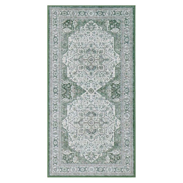 Rylan Green/Multi 2 ft. x 4 ft. Woven Oriental Polyester Accent Rug