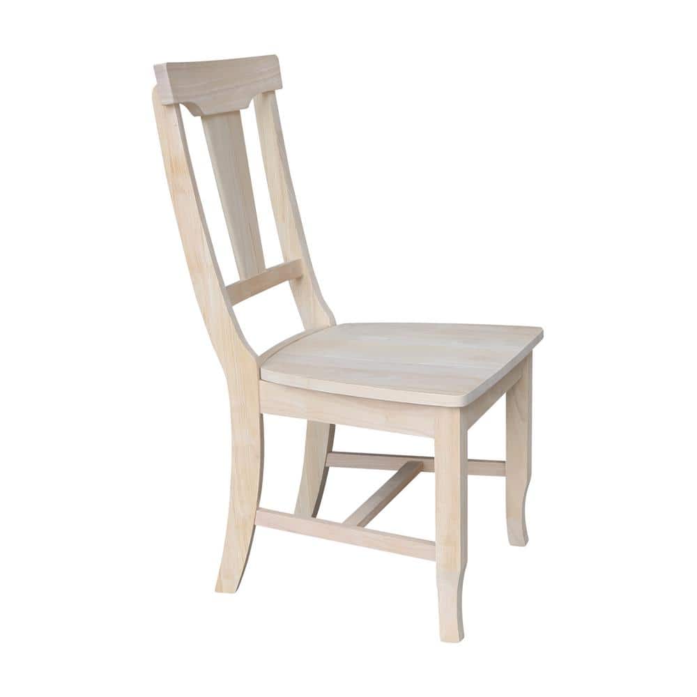 Set of 2 Unfinished Solid Wood Panel Back Dining Chairs